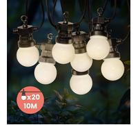 Guirlande Guinguette IP44 Guirlande Lumineuse 10M 20 Bulbes Transparents et 3M de Câble Rallonge