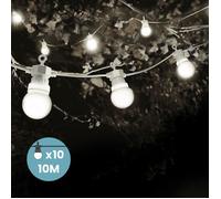 Guirlande Guinguette IP44 Guirlande Lumineuse 10M Bulbes Blanc Câble Blanc avec Prise