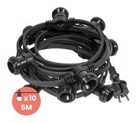 Guirlande guinguette IP65 5 m noire raccordable 10 douilles E27 guirlande extrieure pour terrasse jardin couleurs multipl LARGEIGHT