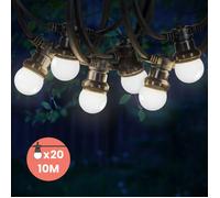 SKYLANTERN Guirlande Guinguette 10M Blanc IP65 - Guirlande Lumineuse Extérieur 20 Bulbes - Guirlande Exterieure Etanche pour Décoration de Jardin, Maison et Façade