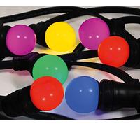 Guirlande Guinguette LED 10m, 10 ampoules multicouleurs remplaçables B22, 150W, 300 lumens, IP65, connectable - Tibelec
