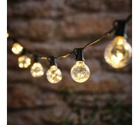Guirlande Guinguette Solaire à 10 Ampoules Transparentes Micro LED Blanc Chaud