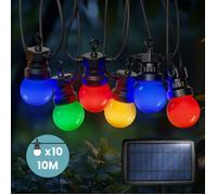 Guirlande Guinguette Solaire Guirlande Lumineuse Multicolore 10M avec 3M de Câble Rallonge