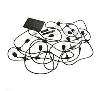 Guirlande Guinguette Solaire LED 10M 10pcs 3W IP65 - Câble Noir - Blanc Chaud 2300K - 3500K