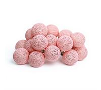 Guirlande LED à Piles 16 Boules Ø 3,5 cm Rose Pâle