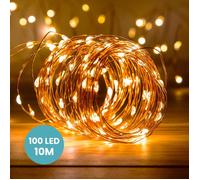 SKYLANTERN Guirlande Led Cuivre 10M - Guirlande Lumineuse Led 100 Leds - Guirlande Leds pour deco chambre, déco de Noël, ambiance poétique et romantique