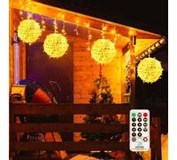 Guirlande LED d'extérieur - 4 ampoules de 20 cm - 8 modes - Indice de protection IP65 - Télécommande - Câble - Idéale pour le ramadan, l'Aïd, les mariages et la décoration d'extérieur