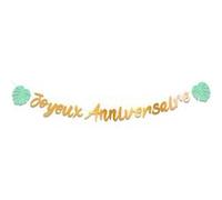guirlande lettres anniversaire tropical 6m or - générique troglm00 Jaune G