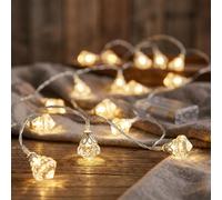 Chaîne lumineuse décoration de Noël diamants design chaîne lumineuse lumière décorative, plastique argenté, batterie 5x 10 LED 3000K blanc chaud, 5x L 120 cm
