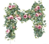 Guirlande Lierre Artificiel 180cm pour feuilles Réalistes Guirlande(Pink) | pour feuilles eucalyptus et fleurs pivoine réalistes, aspect naturel, pour idéal salon chambre