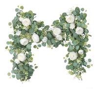 Guirlande Lierre Artificiel 180cm pour feuilles Réalistes Guirlande(White) | pour feuilles eucalyptus et fleurs pivoine réalistes, aspect naturel, pour idéal salon chambre
