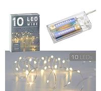 Guirlande lumineuse 10 LED micro fil blanc chaud argenté - Batterie décorative - Éclairage de Noël (1 x 10 LED micro fil)