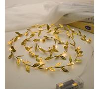 Guirlande lumineuse 20 LED en forme de feuille d'or à piles 2 m