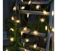Guirlande Lumineuse 3M LED avec 30 LED Flocon de neige pour Noël Soirée Mariage Maison Jardin, Blanc Chaud [Batterie alimenté] Blanc G