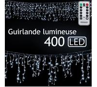 Guirlande lumineuse 400 LED avec télécommande 15m lumière blanc-froid fonction timer 8 modes IP44 polyvalente noël fête