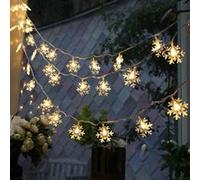 Guirlande Lumineuse 4M LED avec 40 LED Flocon de neige pour Noël Soirée Maison Jardin, Blanc Chaud [Batterie alimenté] Blanc G