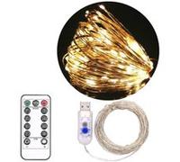 Guirlande Lumineuse 5M avec 50 Micro LED et 8 modes télécommande, Décoration LED Romantique pour Noël Soirée Maison Jardin, Blanc Chaud [USB