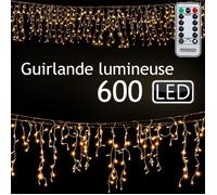 Deuba Guirlande lumineuse 600 LED Blanc chaud 20m Télécommande Minuterie 8 modes illumination Noël intérieur extérieur