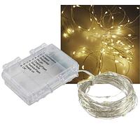 Guirlande lumineuse 80 LED - Fonctionnement à piles - 8 m de long - Transparent - Éclairage décoratif - Blanc chaud