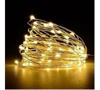 Guirlande lumineuse à 50 LED fonctionnant sur batterie en fil de cuivre pour Noël, décoration d'arbre (5 m 50 lumières/blanc chaud)
