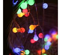 Guirlande lumineuse à piles, 10 m, 80 LED, multicolore, avec batterie extérieure, étanche, boule colorée pour décoration de Noël intérieure et extérieure, chambre d'enfant, fête, mariage