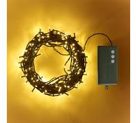 Guirlande Lumineuse à Piles 200 LED Blanc Chaud sur Câble Vert Foncé