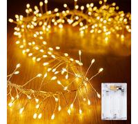 Guirlande lumineuse à piles de 3 m, 100 LED, étanche, fil argenté, luciole étoilée pour bricolage, couronne, désherbage, décoration de Noël intérieure ou extérieure, blanc chaud