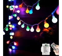 Guirlande lumineuse à piles extérieure/intérieure, 40 LED 8 modes 5 m avec télécommande, IP65 étanche, convient pour décorer Halloween, balcon, jardin, fête (couleur)