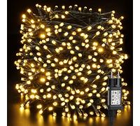 Guirlande Lumineuse Arbre de Noël Extérieur, BrizLabs 100M 1000 LED Blanc Chaud Lumières de Noël avec Prise 8 Modes Étanche Décoration pour Intérieur Soirée Mariage Festival Sapin Jardin, Fil Vert