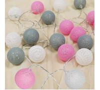 Guirlande Lumineuse Boule de Coton, Décoration d'Intérieur Décoration de Noël, Boule Lumineuse 3M 20 LED, Filles, Princesses, Enfan