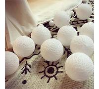 Guirlande Lumineuse Boules Coton 5M 50LEDs Blanc Chaud, Treer Décoration Piles Cosy LED Améliorer 8 Modes Lumières Décorative Intérieur et Extérieur idéale pour Noël (blanc,5m/50LED)
