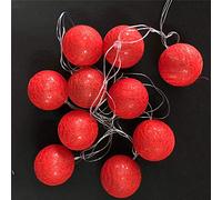 Guirlande Lumineuse Boules Coton 5M 50LEDs Blanc Chaud, Treer Décoration Piles Cosy LED Améliorer 8 Modes Lumières Décorative Intérieur et Extérieur idéale pour Noël (rouge,5m/50LED)