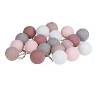 Guirlande Lumineuse Boules Coton 5M 50LEDs Blanc Chaud, Treer Décoration Piles Cosy LED Améliorer 8 Modes Lumières Décorative Intérieur et Extérieur idéale pour Noël (Rose,5m/50LED)