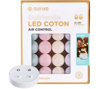 GuirLED - Guirlande lumineuse boules coton LED USB - Télécommande sans fil - Veilleuse bébé 2h - Adaptateur secteur double USB 2A inclus - 4 intensités - 24 boules 2.4m - Licorne
