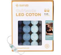 Guirlande lumineuse boules coton LED USB - Veilleuse bébé 2h - 3 intensités - 16 boules 1,6m - Byzantin