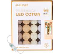 Guirlande lumineuse boules coton LED USB - Veilleuse bébé 2h - 3 intensités - 16 boules 1,6m - Coton