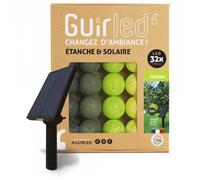 Guirlande lumineuse boules d'extérieur Solaire Guinguette LED- Étanche - 32 boules 6,4m - Fougère