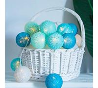Guirlande Lumineuse Boules, Fansu Batterie Chaîne de Lumière 6cm Boules Coton LED Cosy Romantique Lumière Couleur Décoration Pour La Saint Valentin Noël Mariage Fêtes (5M-50 Boule lumière,Bleu)