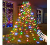 Guirlande lumineuse cascade sapin de Noël - 1.5m 200 LEDs multicolores avec anneau télécommande - décoration intérieure extérieure