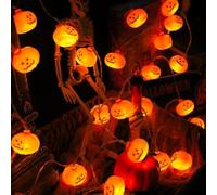 Guirlande lumineuse citrouille d'Halloween à piles 3 m 20 LED | Étanchéité IP65, utilisation intérieure et extérieure, décoration d'Halloween, alimentée par piles, 20 LED