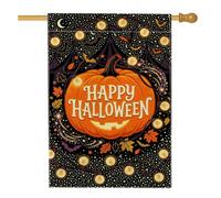 Guirlande lumineuse citrouilles Happy Halloween 71,1 x 101,6 cm | Guirlande lumineuse, drapeau de pelouse, chauves-souris, feuilles d'automne, nuit étoilée, décoration de cour saisonnière