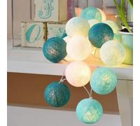 Guirlande Lumineuse Coton Boules Batterie - 3.3M 20 lumières LED Éclairage pour Chambre Rideau Fête Noël Anniversaire Halloween Mariage Chambre de Bébé Romantique Décor