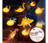 Guirlande lumineuse CozyHome Dino, décoration pour chambre d'enfant, idéale pour les garçons - 12 figurines LED, fonctionnement sur piles (3 mètres) - Guirlande lumineuse pour lit, lit superposé, idéa