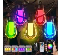 Guirlande lumineuse de 15 m pour l'extérieur/l'intérieur, réglable, RGB, plus de 1000 modes pour les fêtes, terrasses, brasseries en plein air, pavillons, balcons, jardins, Halloween, Noël (APP)