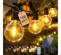 Guirlande lumineuse de 15 mètres - 20+1 ampoules G40 - Fonctionnement solaire - Étanchéité IP65 - Télécommande