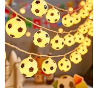 Guirlande lumineuse de football, 1,5 m, 10 LED, pour chambre d'enfant, design ballon de football, à piles, pour fête à thème, Noël, décoration d'intérieur, décoration de fête