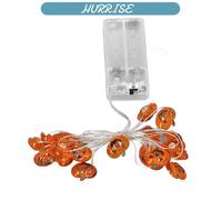 Guirlande lumineuse de lanterne citrouille à LED 20 pièces lumière stroboscopique orange d'Halloween de 2M pour décoration de