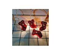 Guirlande Lumineuse De Noël 5.4ft 10LEDs Lumières Suspendues Décoratives Chaussettes Rouges En Forme De Lumières