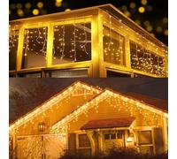 Guirlande lumineuse de Noël « Eisregen » 20 m, 600 LED - Éclairage d'extérieur blanc chaud avec blocs de glace et 8 modes pour le jardin, les fenêtres, les fêtes et les mariages - Résistante aux intem