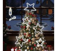 Guirlande Lumineuse de Noel Étoile, Décoration Noël Guirlande Lumineuse 2M | avec 34 LED, 5 Etoiles Lumineux Noel 27/17 cm, avec Minuterie, 8 modes, Alimentation USB